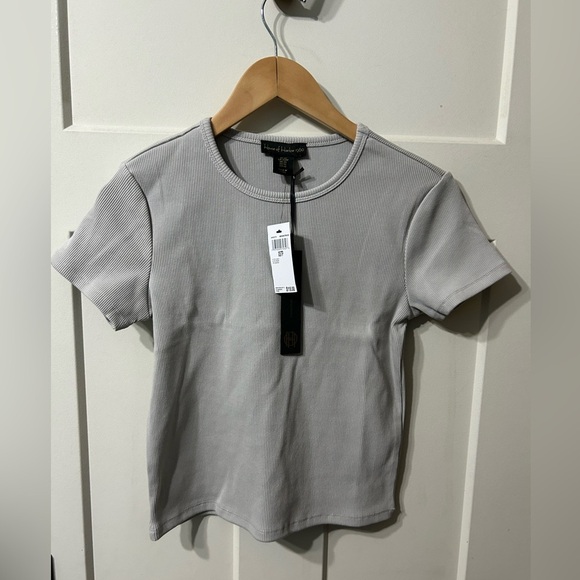 House of Harlow 1960 Tops - House of Harlow 1960 Ribbed T shirt short sleeve Top Moonstruck grey size small
